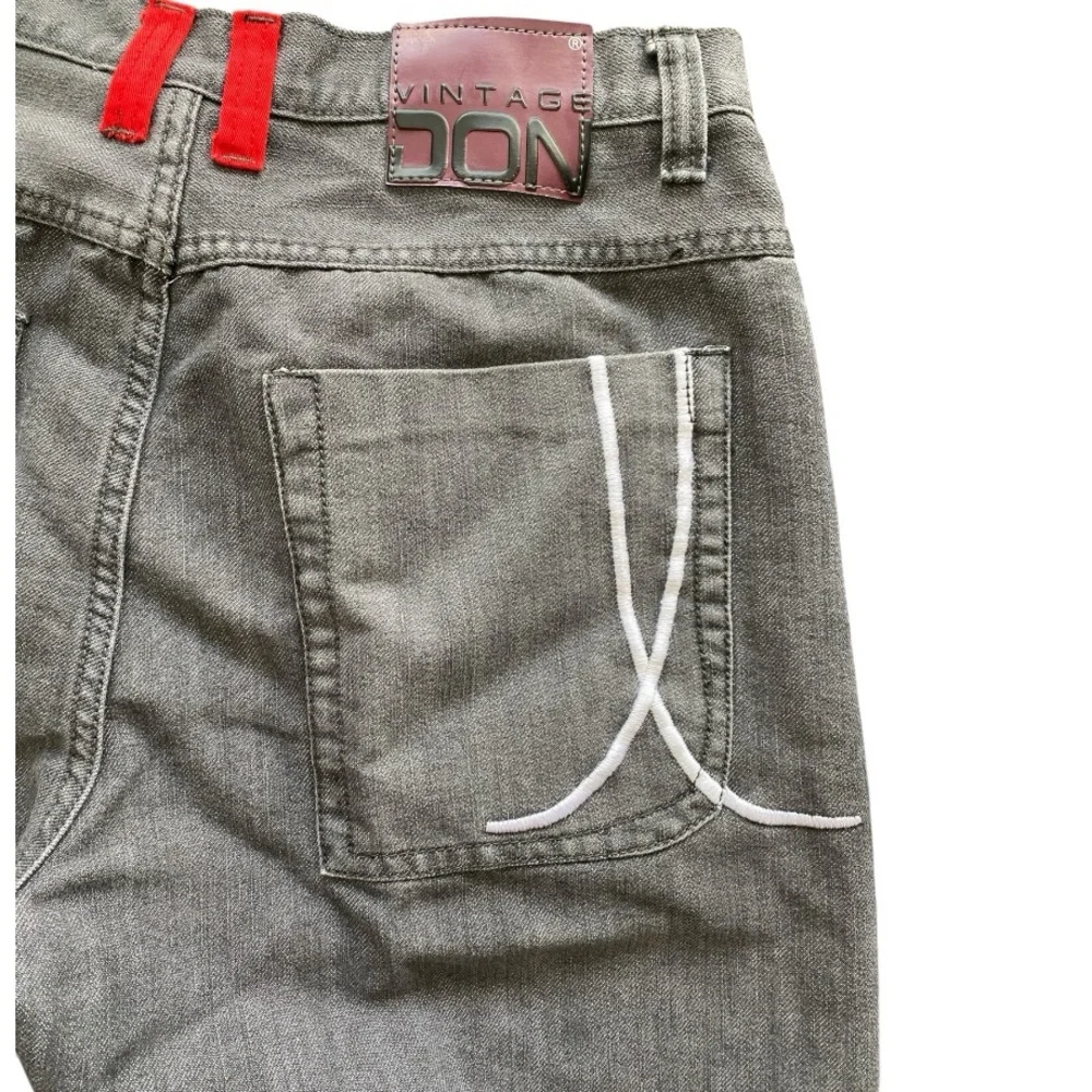 Vintage Don Gray Cotton Embroidered‎ Back Pockets Men Jeans Size 34